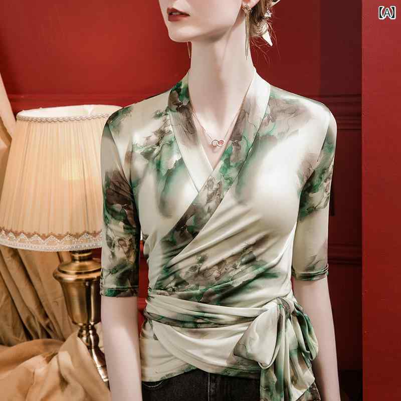 トップス 社交ダンス レディース 春 メッシュ ミッド スリーブ 標準 ラテン ダンス 花柄 衣装 モダン ダンス 練習 服 女性 ダンス 服