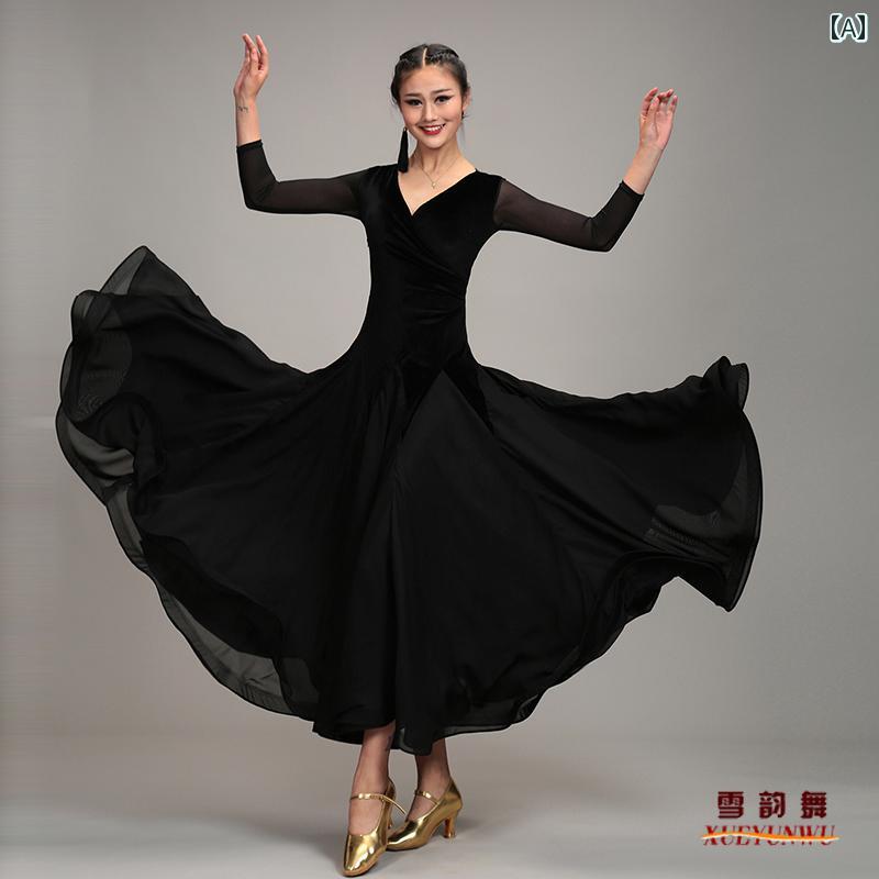 スカート レディース ベルベット モダン ダンス ワルツ ダンス 衣装 パフォーマンス 衣装 標準 ダンス 衣装 練習 衣装 社交 ダンス ビッグ スイング