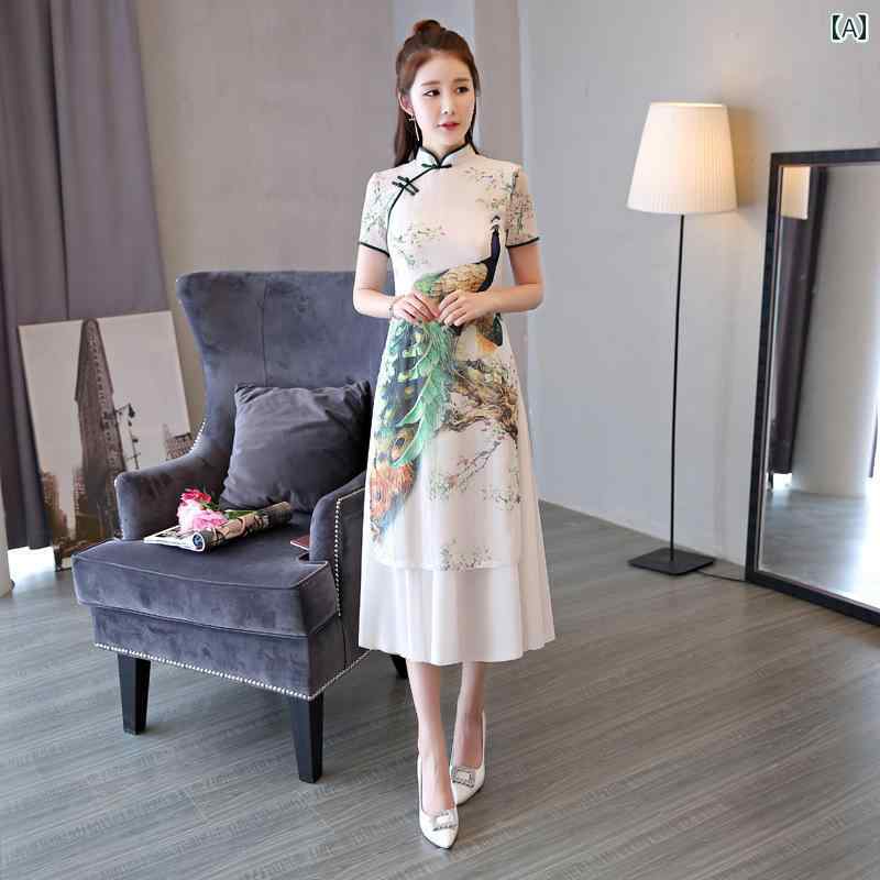 ドレス アオザイ コスプレ 民族衣装 レディース 上品 洗練 女の子 チャイナ 長い エスニック パーティー キャットウォーク チャイナ