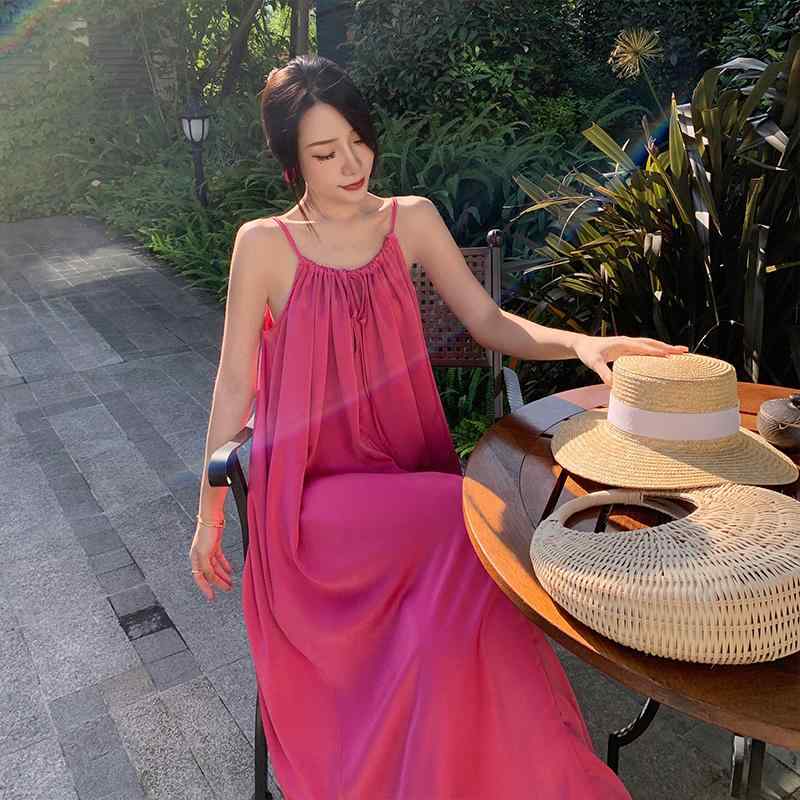 レディース ワンピース おしゃれ スーパー フェアリー ビッグ バックレス セクシー ビーチ スカート 海辺 休暇 キャミソール ロングスカート ドレス トラベルウェア