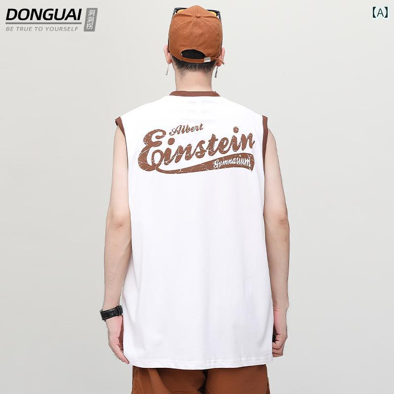 シャツ ノースリーブ メンズ ストリート バスケ スポーツ ベスト ゆったり アメリカン 夏 プリント Tシャツ ティーンエイジャー カジュアル チョッキ