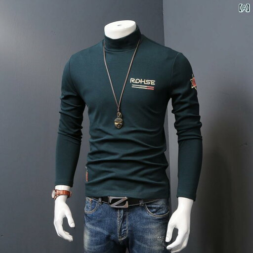 シャツ Tシャツ メンズ 刺繍入り ミッド ハーフ タートルネック レイヤリング 秋冬用 厚手 起毛 フリース 使用 長袖 シャツ Tシャツ メンズ 刺繍入り ミッド ハーフ タートルネック レイヤリング 秋冬用 厚手 起毛 フリース 使用 長袖