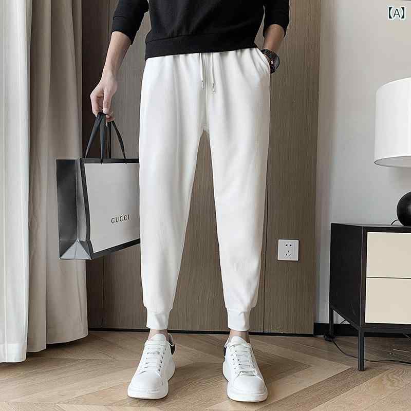 パンツ スウェットパンツ メンズ 快適 ワッフル 冬 ベルベット 厚手 スポーツ レジャー スリムフィット レギンス 九分丈