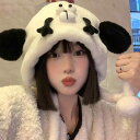 秋 冬 帽子 防寒 あったかい かわいい 練 炭 子犬 ぬいぐるみ レイ フェン 帽子 女性 暖かさ 顔 明らかにする 小さい 耳保護 帽子