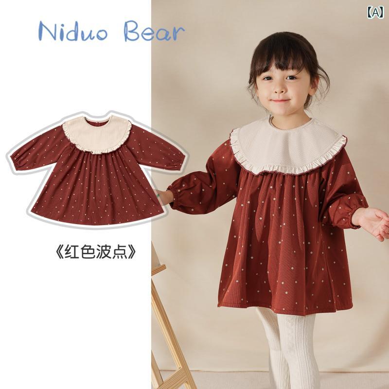 ベビー キッズ ベビーウェア キッズファッション 女の子 子供 かわいい スモック エン スタイ 防水下地 秋冬 コーデュロイ