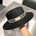 夏 麦わら 帽子 おしゃれ 韓国 ins 文字 フラット トップ 女性 春 日焼け防止 日よけ 潮