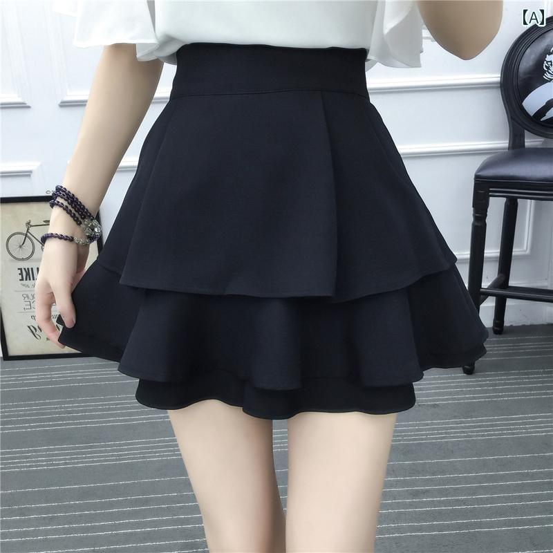 レディース 夏 パンツ ボトムス スカート 大きいサイズ 露出 防止 a ライン ショート ハイウエスト プ..