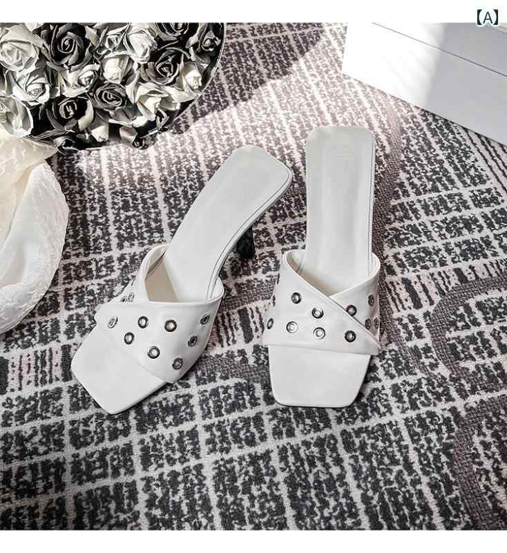 レディース 夏 ハイヒール サンダル キャバ ヒール 美脚 セクシー おしゃれ 婦人靴 ファッション アイレット 細い スリッパ