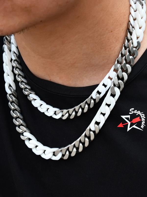 ネックレス HIPHOP ジュエリー ユニセックス 1012 つや消し チタン鋼 セラミックス プライス キューバ メンズ レディース ヒップホップ キューバ チェーン チェーン
