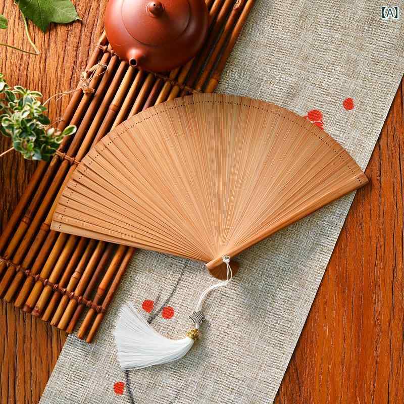 夏 竹 扇子 おしゃれ 涼しい 祭り レトロ センス 団扇 プレゼント 中華風 全竹 ソリッドカラー 小型 ポ..