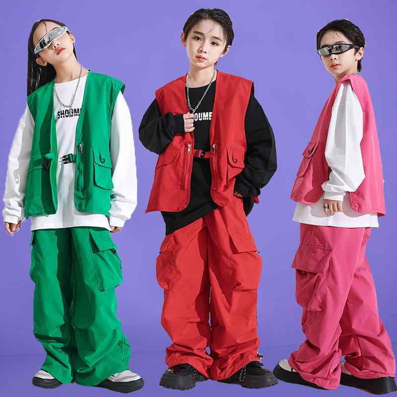 子供服 女の子 男の子 シャツ ベスト パンツ コスチューム バンド ダンス ヒップホップ ストリート系 パフォーマンス 衣装 セットアップ クール かっこいい キッズ