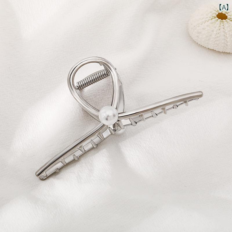 ヘア クリップ おしゃれ ヘア アクセサリー バンスクリップ ハイエンド サメ クリップ パール レディース 後頭部 マルチ ボリューム メタル ヘア クランプ