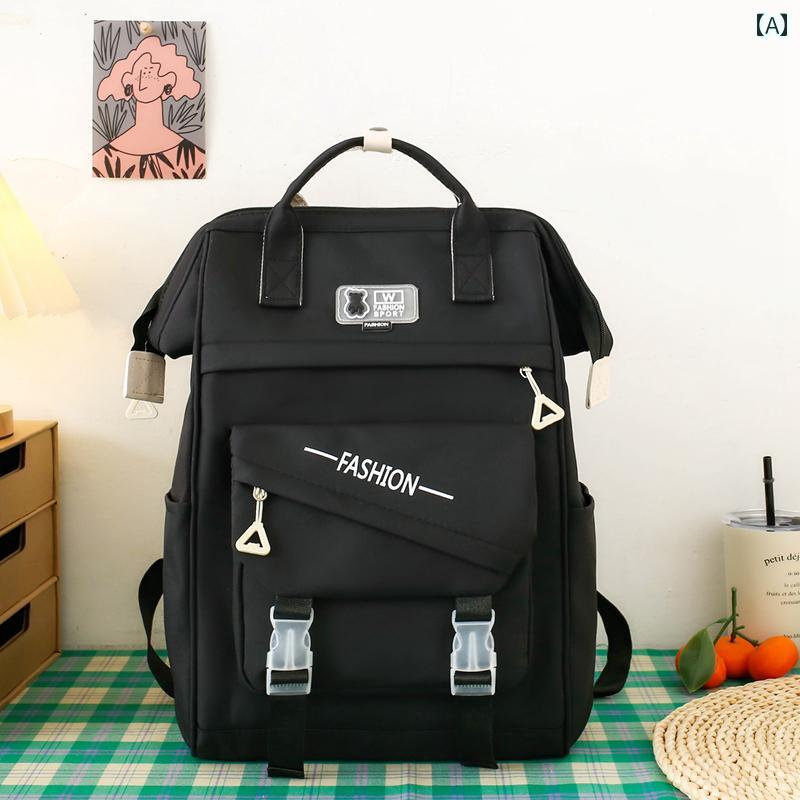 バッグ リュック カジュアル 普段使い ナイロン生地 大容量 撥水加工 学生 通学 シンプル レディース