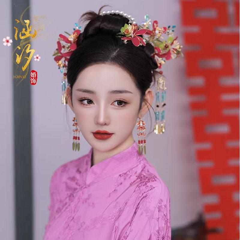 ヘア アクセサリー ブライダル ジュエリー ブライダル 髪飾り ヘアピン 結婚式 レディース チャイナ風 ..