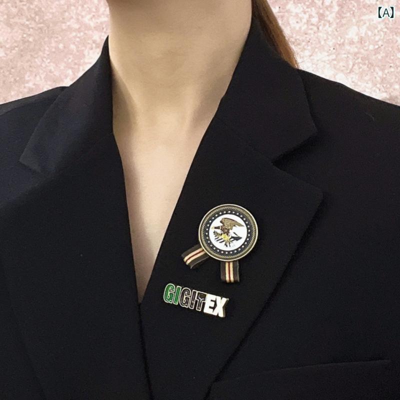 アクセサリー ファッション 女性 スーツ バッジ レトロ ラウンド メダル 個性的 英字 ピン コサージュ