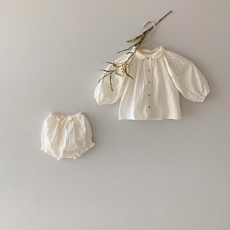 ベビー シャツ ブラウス パンツ トップス ボトムス 赤ちゃん用品 キッズ 子供 セット 春夏 女の子 レース 韓国 コットン 半袖 綿