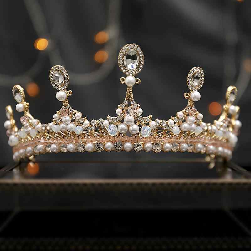 ティアラ クラウン 王冠 ジュエリー 上品 バロック 韓国 ヘアアクセサリー 髪飾り カチューシャ ウェデ..