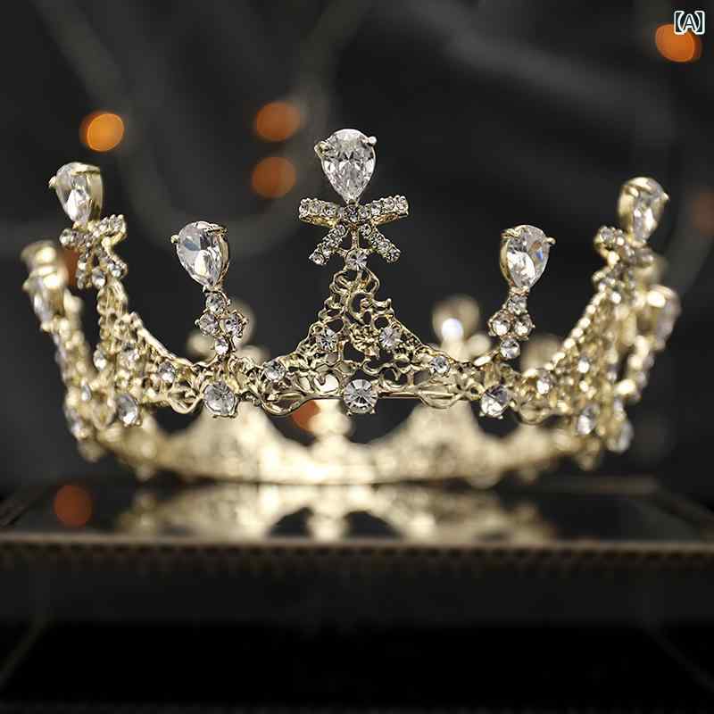 セキュアデポのティアラ クラウン 王冠 ジュエリー 上品 バロック 韓国 ヘアアクセサリー 髪飾り カチューシャ ウェディング 大人 レディース 大人式 エレガント 結婚式 アクセサリー 頭飾り 撮影 小道具 レディース｜アングル2