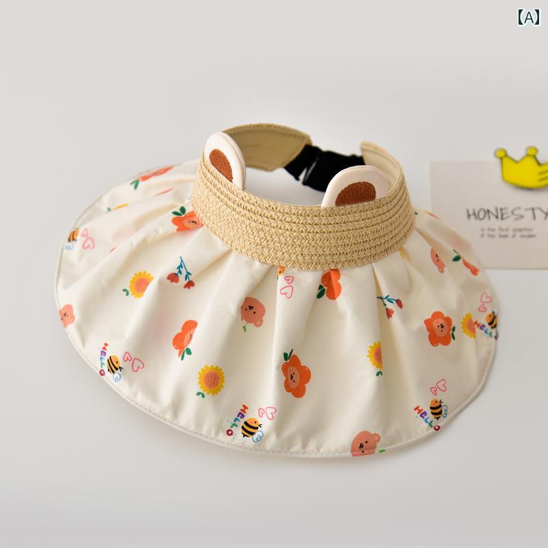 サンバイザー 子供 日よけ 帽子 夏 女の子 日よけ 帽子 紫外線 防止 ベビー 帽子 空 トップ 夏 ハット
