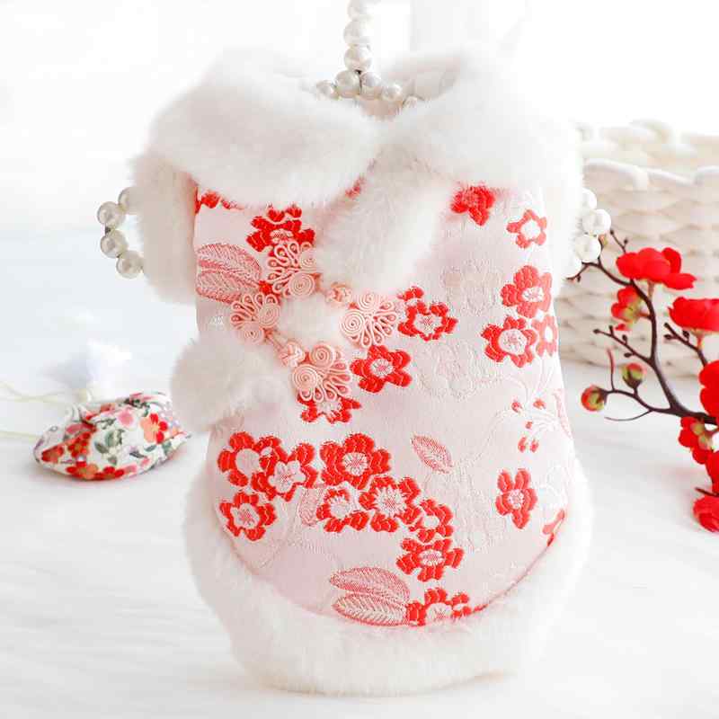 犬服 ペット服 秋冬 プリンセス 挨拶 新年 中国 正月 唐 スーツ ショー 新年 綿 小型 犬 ペット プリンセス ふわふわ ファッション 衣装