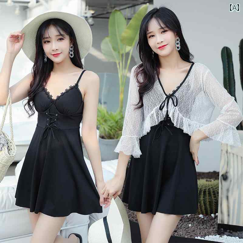 Rakuten - レディース 水着 大きいサイズ おしゃれ かわいい ぽっちゃり 女性 ゆったり ミドル丈 セパレート スカート ビーチ プール リゾート 旅行 アンダー 日焼け防止 シャツ スリーピーススーツ