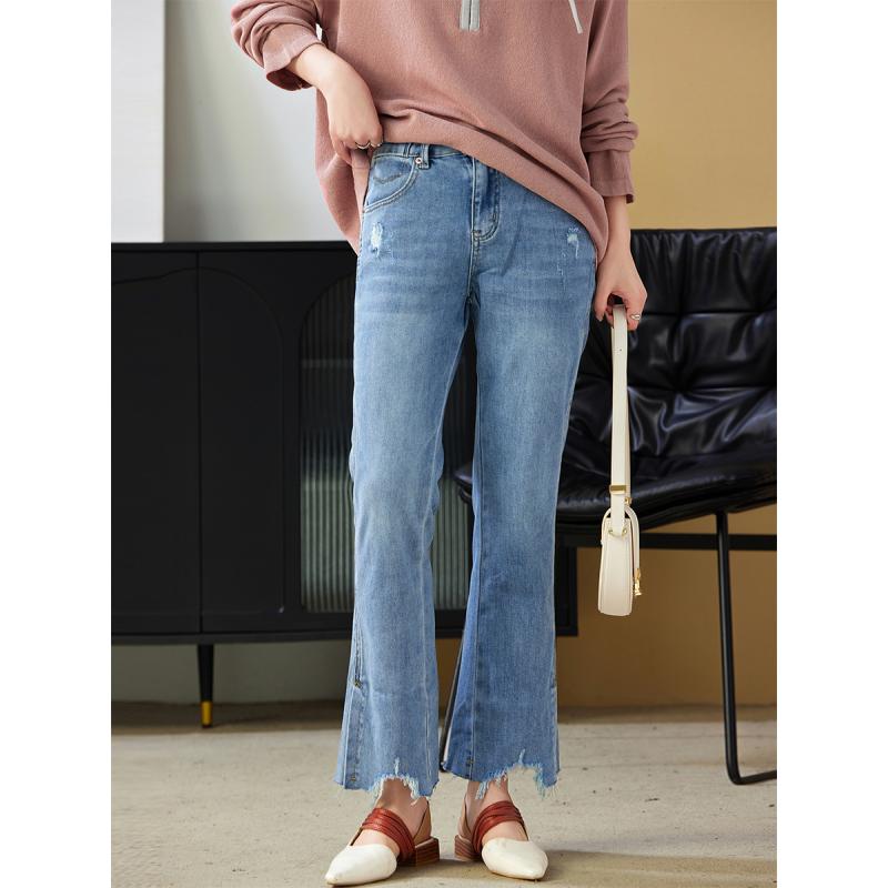 Boot Cut Jeans - レディース パンツ デニム ブーツカット カジュアル シンプル 通勤 通学 レジャー マルチシーン 大人 きれいめ レディース ファッション 春