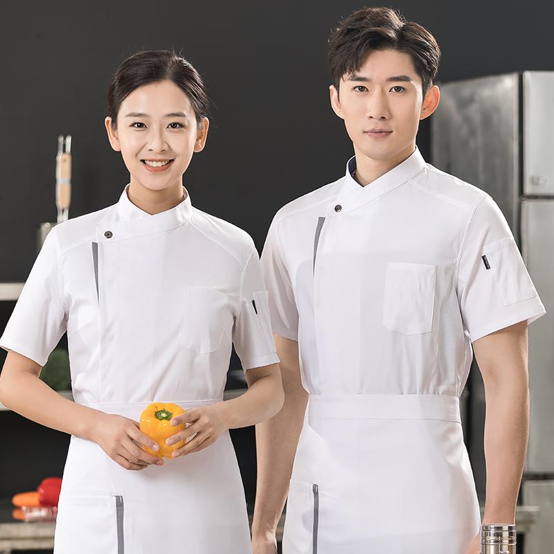 コック服 シェフ オーバーオール 半袖 メンズ 通気性 夏服 ホテル ケータリング レストラン キッチン ..
