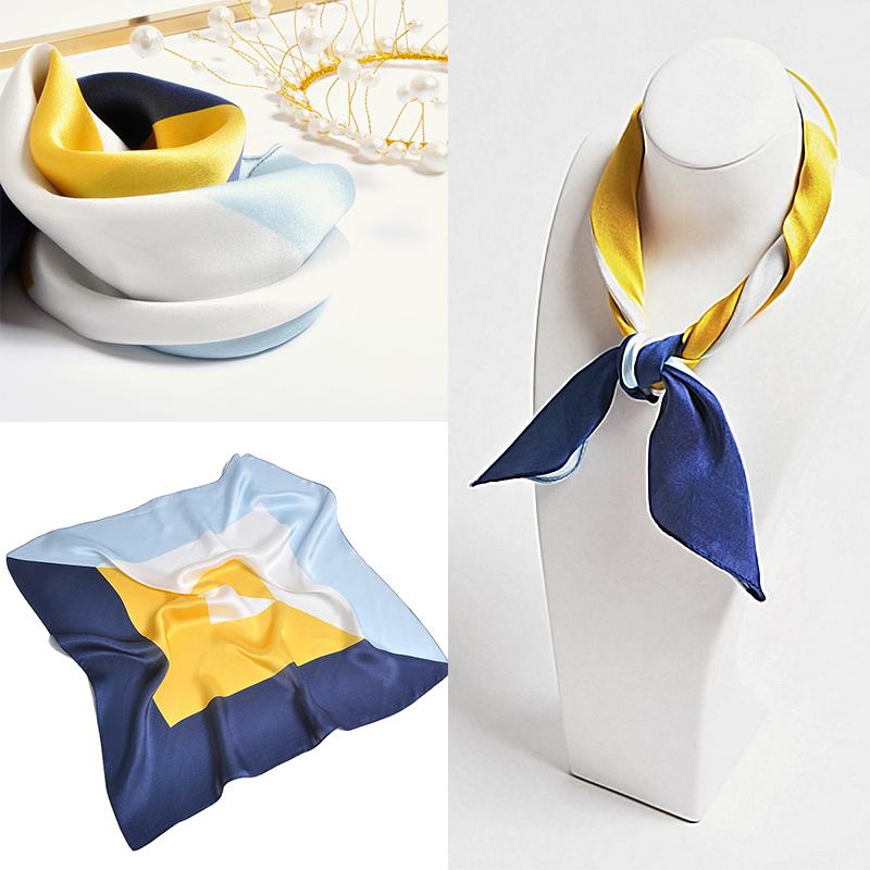 レディース スカーフ ショール おしゃれ 小さめ正方形 シンプル スチュワーデス 小さめ ストリップ 春秋 幅 53cm 長さ 53cm