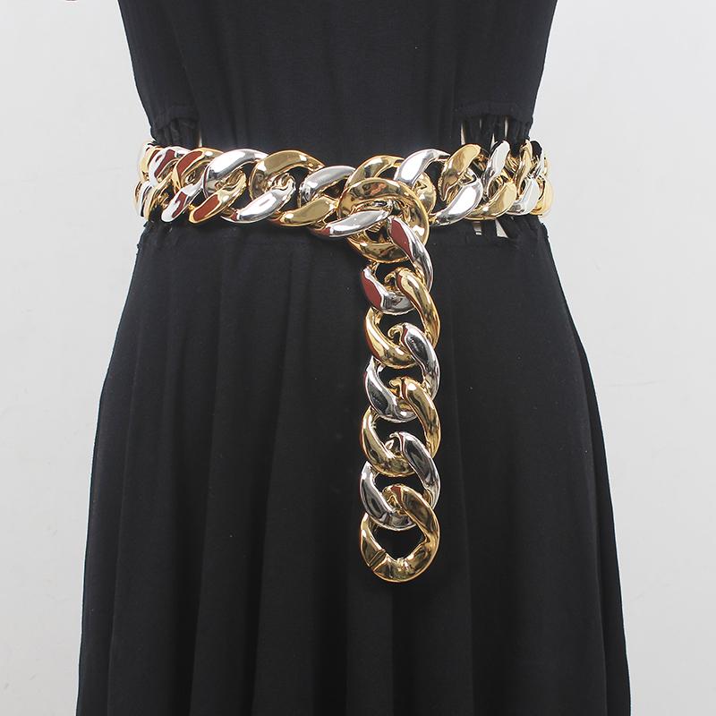 ドレス レディース ベルト おしゃれ アメリカ イン メタル 太い ベルト 装飾的 太い チェーン ス ウエスト チェーン ス ストリート 撮..