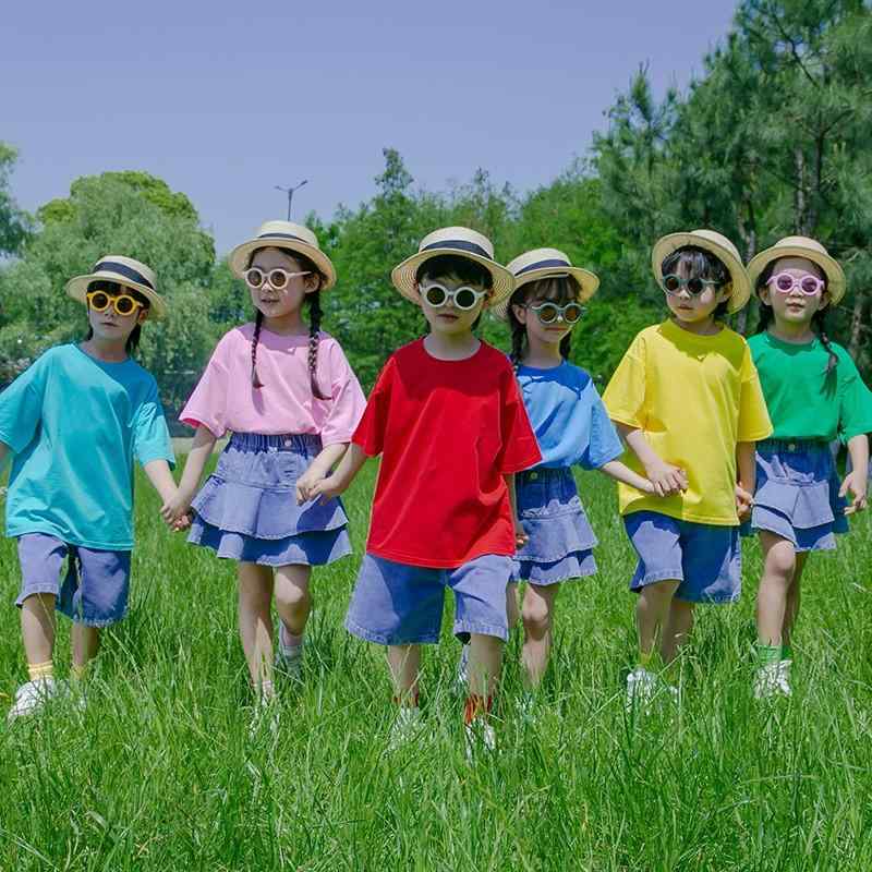 子供 キッズファッション パフォーマンス 発表会 イベント 衣装 コスチューム ユニフォーム 半袖 カラフル Tシャツ チアリーディング