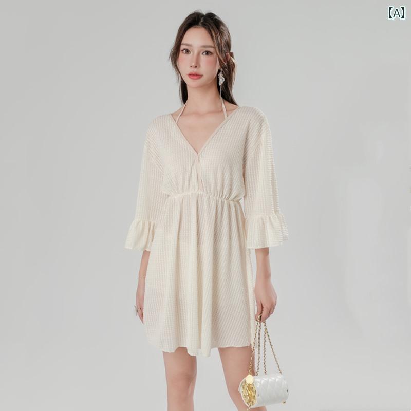 水着 レディース スリム Vネック スカートセパレート水着 3点セット 魅惑 レディース 海水浴 リゾート プール カジュアル おしゃれ