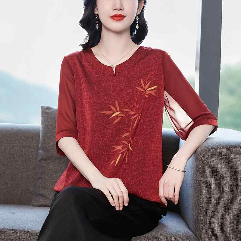 トップス シャツ レディース マザーズ 婦人服 普段使い マダム 女性 服 シフォン 夏服 女性 大きいサイズ Tシャツ 女性 ゆったり 小さい