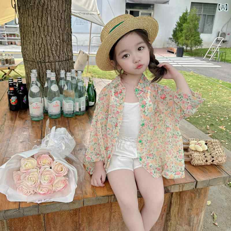 子供服 女の子 ブラウス 日焼け防止 夏 かわいい キュート 通学 通園 アウトドア ホームウェア 夏休み 夏リゾート