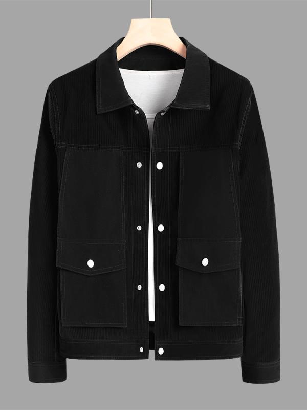 メンズ ポケット レザージャケット 春秋 韓国 カジュアル ブラック バイクウェア ショート レザージャケット