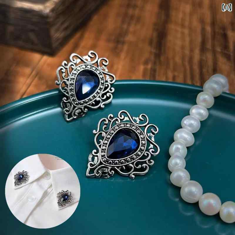 アクセサリー ブローチ おしゃれ スーツ ピン シャツ クリスタル カラー 男性 女性 ヨーロピアン バックル 襟 コーナー 装飾