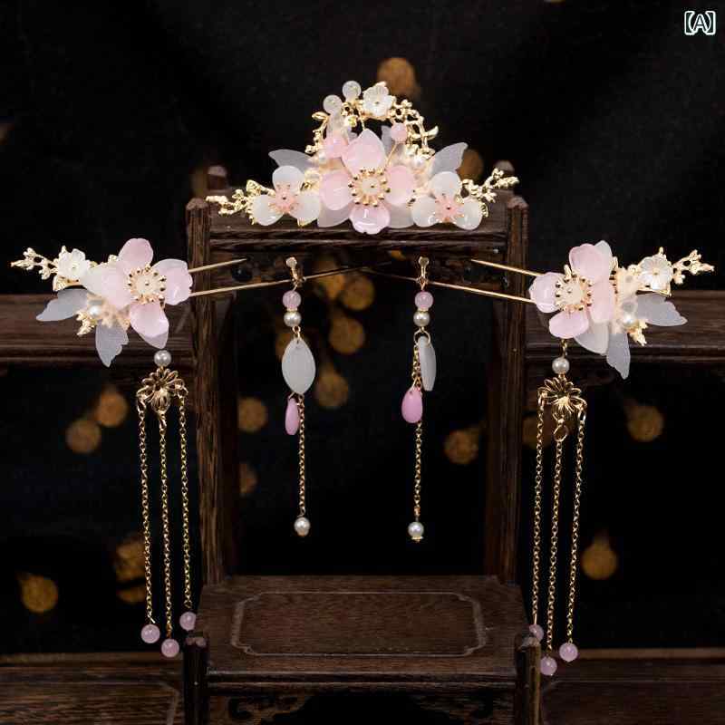 子供 漢 ヘアアクセサリー レトロ 髪飾り 女の子 タッセル ヘアピン セット ピンク アクセサリー イヤ..