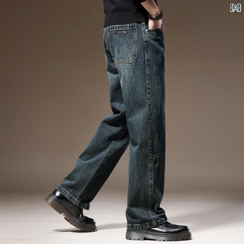 メンズ デニム ロングパンツ ストレート 韓国 カジュアル ストリート おしゃれ 夏 快適 イベント レジャー アウトドア キャンプ
