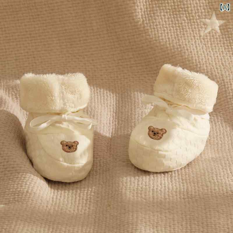 シューズ 秋冬 新生児用 厚手 暖かい ベビー 男の子 女の子 赤ちゃん用 0 6ヶ月 柔らかい 底 綿靴 ベル..
