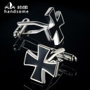 カフスボタン おしゃれ 幸運 四つ葉 クローバー クロス カフス メンズ レディース シャツ ボタン シンプル フレンチ シャツ