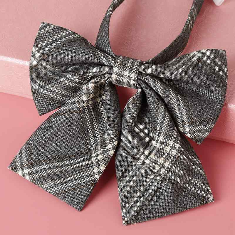 シャツ レディース 蝶 ネクタイ ボウタイ jk ネクタイ チェック柄 制服 胸 装飾 小物 襟 カレッジ グレー リボン