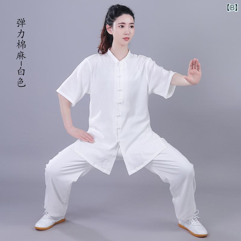 カンフー服 太極拳 体操 スポーツウェア トレーニングウェア コットン 半袖 中国 ...