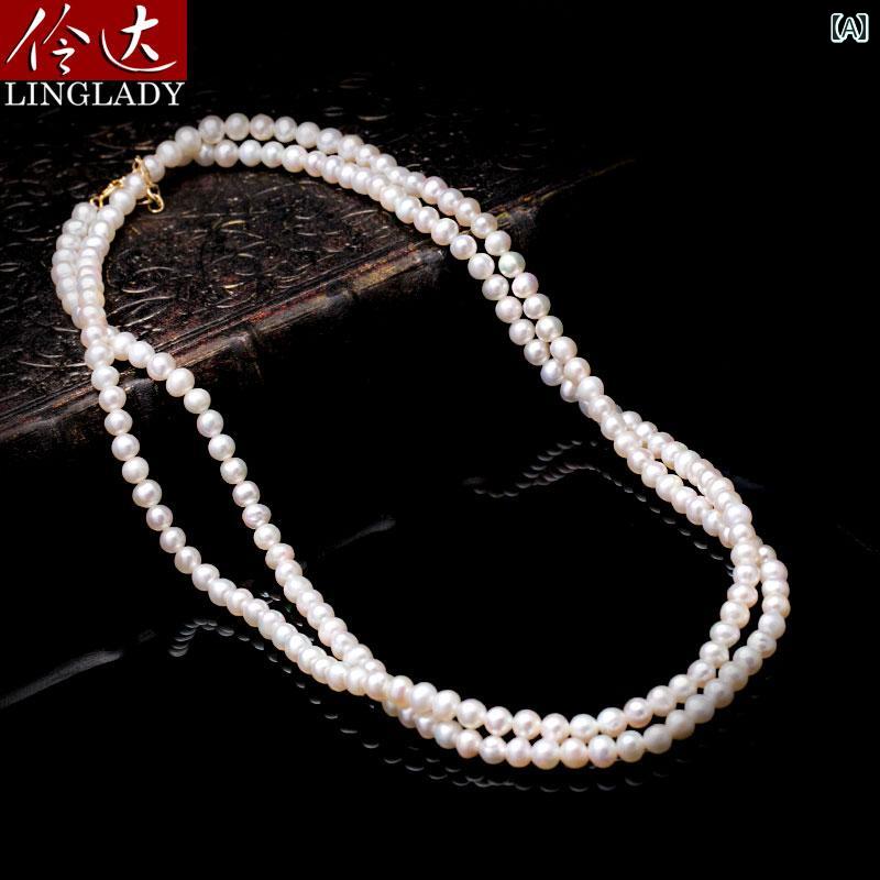 レディース 夏 ネックレス チェーン アクセサリー おしゃれ 首飾り セーター 淡水 パール 装飾 衣類 ショート ペンダント