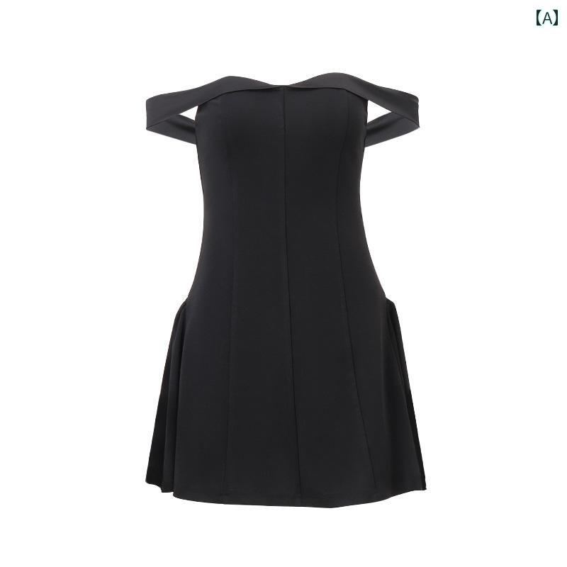 レディース ワンピース アメリカン ワンショルダー ウエスト A 字型 ショート スカート イブニングドレス スリム ドレス セクシー