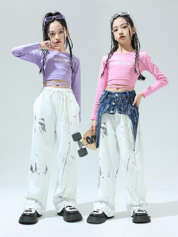 Other - キッズ ジュニア セットアップ ファッション ジャズ ダンス ガール 女の子 ヒップホップ ストリート カジュアル 練習 子供 パフォーマンス 服