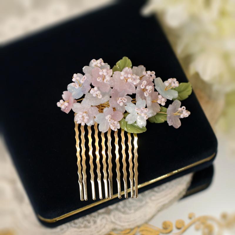 レトロ 桜 ヘアコーム 後頭部 ヘアピン チャイナドレス レトロ 帽子 サイド クリップ 漢服 ヘアアクセサリー パール