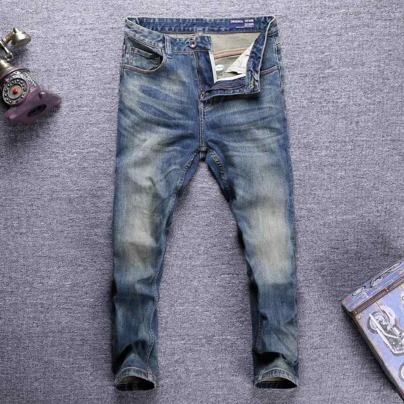 Skinney Pants - ジーンズ メンズ デニム おしゃれ Gパン カジュアル 春秋 レトロ ブルー ジーンズ ストレート レッグ シンプル スリムフィット ロング パンツ