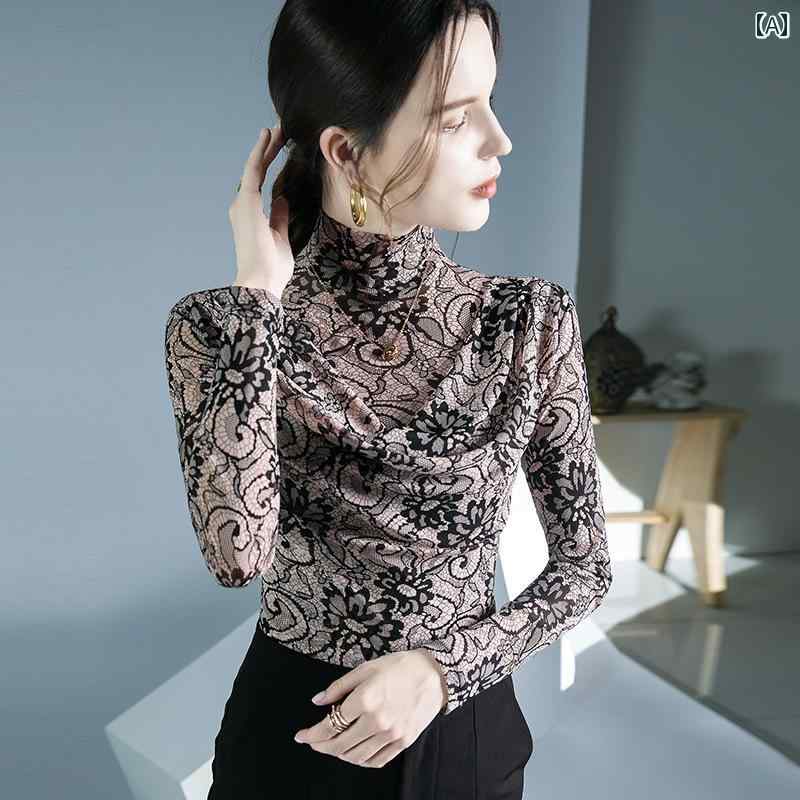 トップス 社交ダンス レディース ハイネック メッシュ 用 長袖 ラテン ダンス 花柄 衣装 女性用 ダンス用 モダン ダンス 練習 服