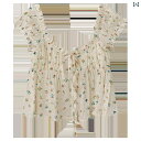 レディース 夏 ベスト キャミソール かわいい 和菓子 花柄 レース スクエアネック キャミソ アウター アプリコット シャツ トップス