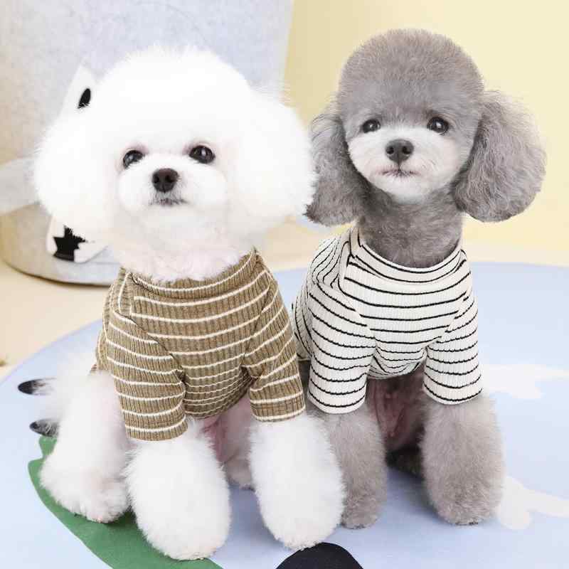 ドッグ ウェア 犬 猫 小型犬 チワワ ビション テディ ポメラニアン 服 春秋冬 薄手 二足 Tシャツ リング ストライプ カジュアル かわいい