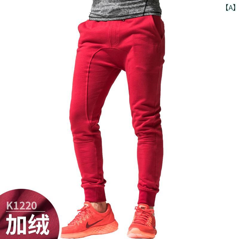 メンズ カジュアル パンツ フィットネス マッスル トレーニング ズボン ベルベット 厚手 サーマル スウ..